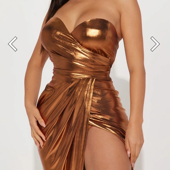 Gold Strapless Fashionova Dress New - Picture 4 of 6